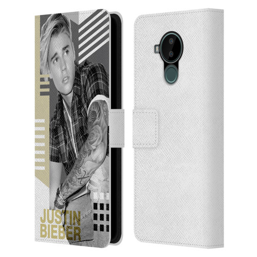 Justin Bieber Purpose B&w Calendar Geometric Collage Leather Book Wallet Case Cover For Nokia C30