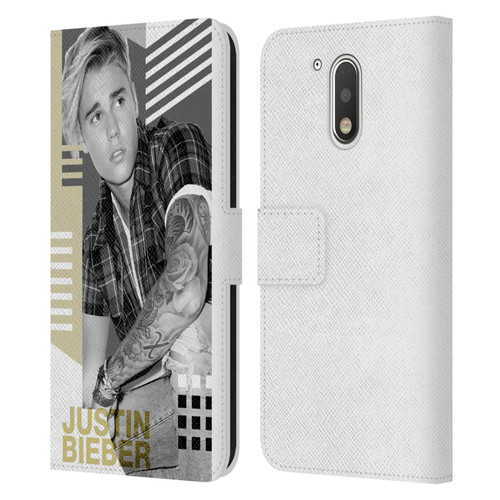 Justin Bieber Purpose B&w Calendar Geometric Collage Leather Book Wallet Case Cover For Motorola Moto G41