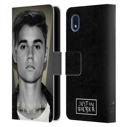 Justin Bieber Purpose B&w What Do You Mean Shot Leather Book Wallet Case Cover For Samsung Galaxy A01 Core (2020)