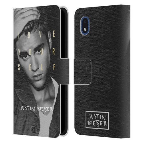 Justin Bieber Purpose B&w Love Yourself Leather Book Wallet Case Cover For Samsung Galaxy A01 Core (2020)