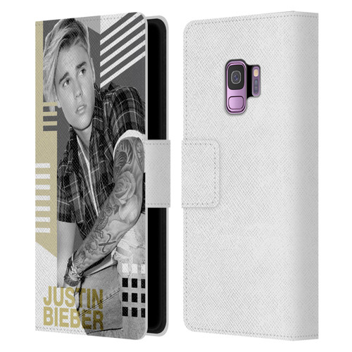 Justin Bieber Purpose B&w Calendar Geometric Collage Leather Book Wallet Case Cover For Samsung Galaxy S9