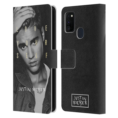Justin Bieber Purpose B&w Love Yourself Leather Book Wallet Case Cover For Samsung Galaxy M30s (2019)/M21 (2020)