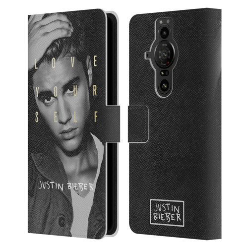 Justin Bieber Purpose B&w Love Yourself Leather Book Wallet Case Cover For Sony Xperia Pro-I