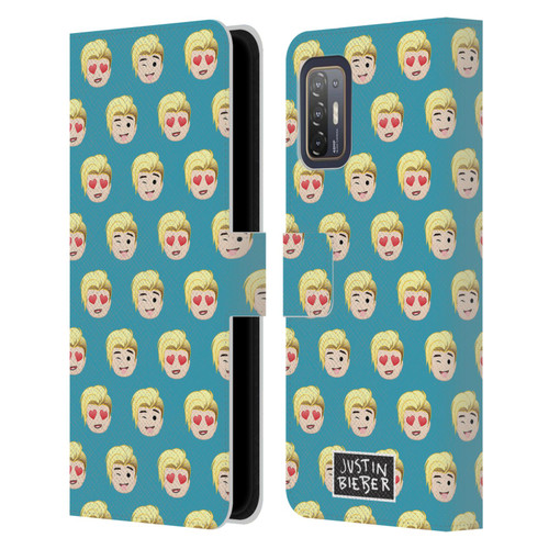 Justin Bieber Justmojis Patterns Leather Book Wallet Case Cover For HTC Desire 21 Pro 5G