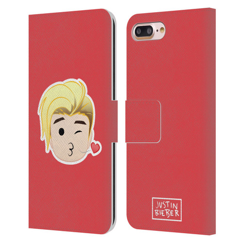 Justin Bieber Justmojis Kiss Leather Book Wallet Case Cover For Apple iPhone 7 Plus / iPhone 8 Plus