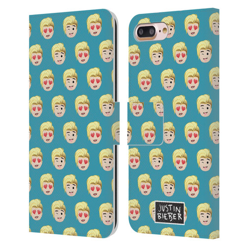 Justin Bieber Justmojis Patterns Leather Book Wallet Case Cover For Apple iPhone 7 Plus / iPhone 8 Plus
