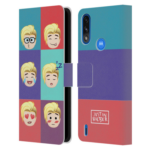 Justin Bieber Justmojis Cute Faces Leather Book Wallet Case Cover For Motorola Moto E7 Power / Moto E7i Power