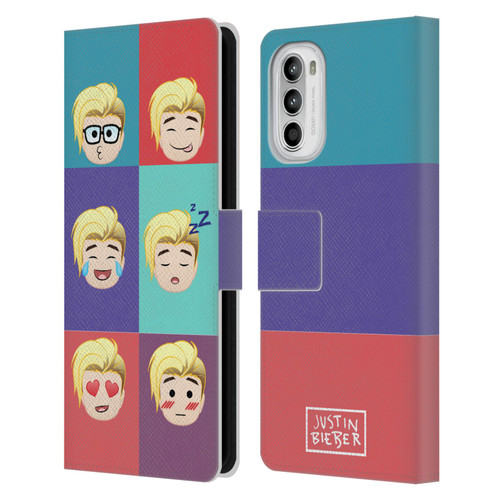 Justin Bieber Justmojis Cute Faces Leather Book Wallet Case Cover For Motorola Moto G52