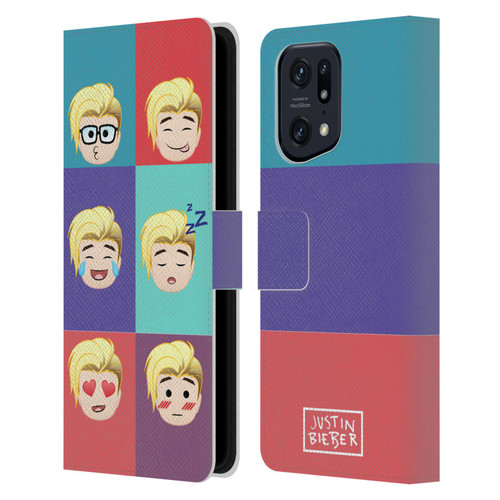 Justin Bieber Justmojis Cute Faces Leather Book Wallet Case Cover For OPPO Find X5 Pro