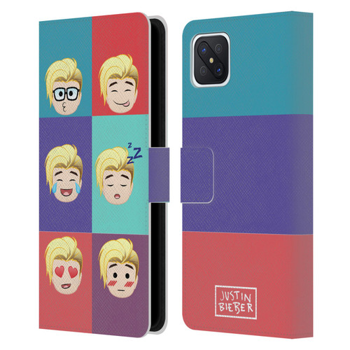 Justin Bieber Justmojis Cute Faces Leather Book Wallet Case Cover For OPPO Reno4 Z 5G