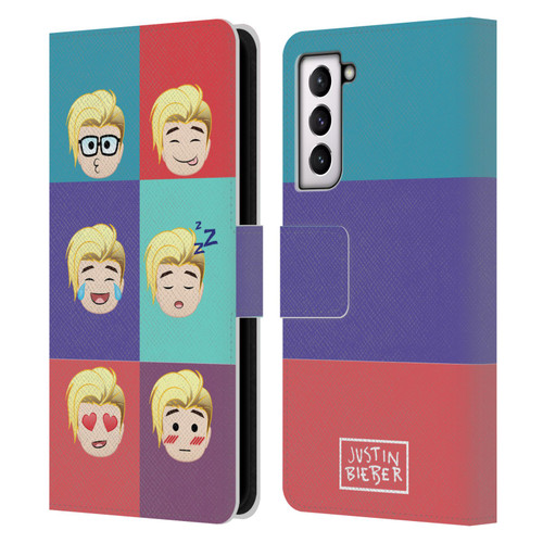 Justin Bieber Justmojis Cute Faces Leather Book Wallet Case Cover For Samsung Galaxy S21 5G