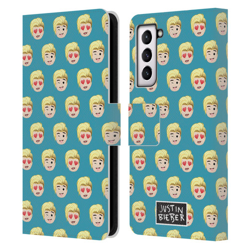 Justin Bieber Justmojis Patterns Leather Book Wallet Case Cover For Samsung Galaxy S21 5G