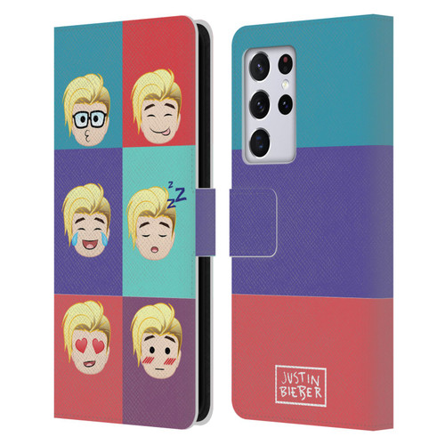 Justin Bieber Justmojis Cute Faces Leather Book Wallet Case Cover For Samsung Galaxy S21 Ultra 5G