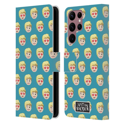 Justin Bieber Justmojis Patterns Leather Book Wallet Case Cover For Samsung Galaxy S22 Ultra 5G