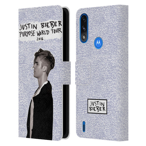 Justin Bieber Purpose World Tour 2016 Leather Book Wallet Case Cover For Motorola Moto E7 Power / Moto E7i Power