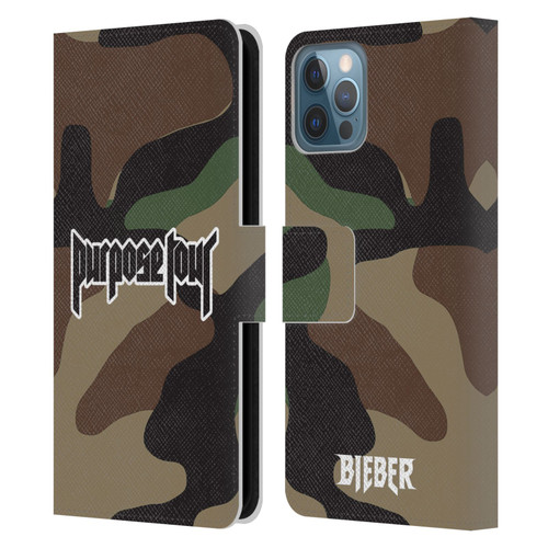 Justin Bieber Tour Merchandise Camouflage Leather Book Wallet Case Cover For Apple iPhone 12 / iPhone 12 Pro