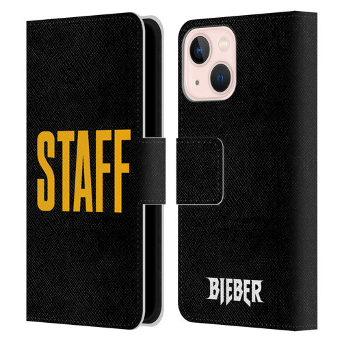 Justin Bieber Tour Merchandise Staff Leather Book Wallet Case Cover For Apple iPhone 13 Mini
