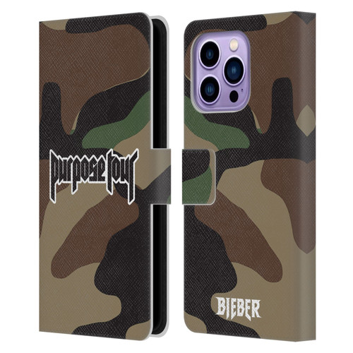 Justin Bieber Tour Merchandise Camouflage Leather Book Wallet Case Cover For Apple iPhone 14 Pro Max