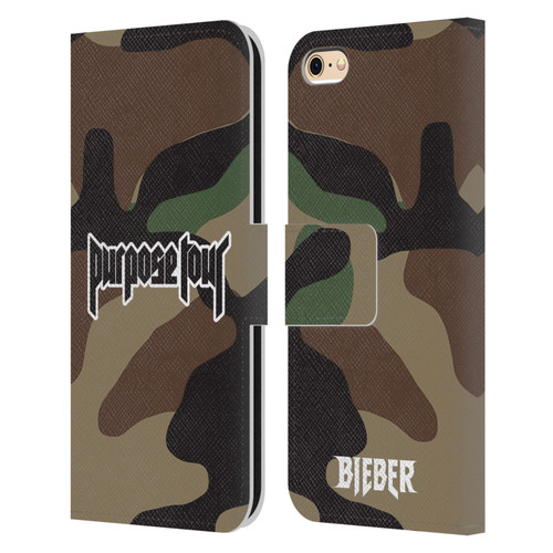 Justin Bieber Tour Merchandise Camouflage Leather Book Wallet Case Cover For Apple iPhone 6 / iPhone 6s