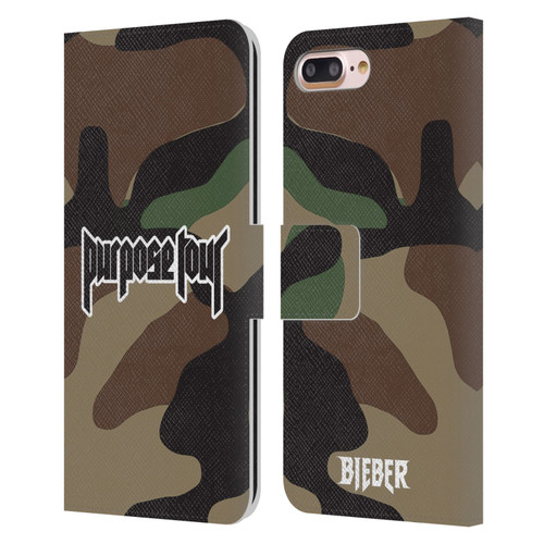 Justin Bieber Tour Merchandise Camouflage Leather Book Wallet Case Cover For Apple iPhone 7 Plus / iPhone 8 Plus