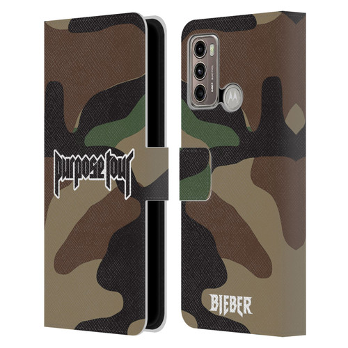 Justin Bieber Tour Merchandise Camouflage Leather Book Wallet Case Cover For Motorola Moto G60 / Moto G40 Fusion