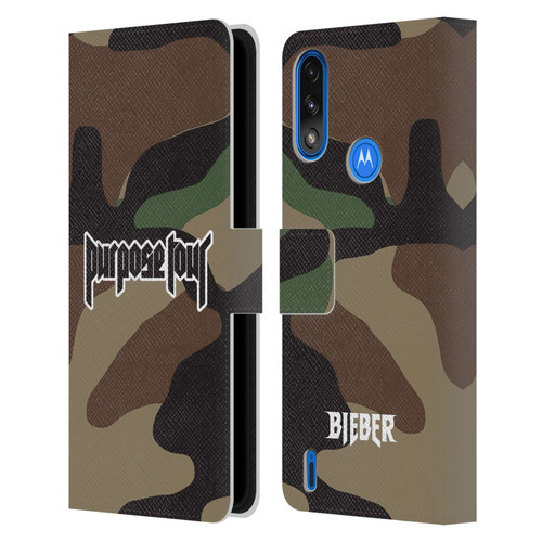 Justin Bieber Tour Merchandise Camouflage Leather Book Wallet Case Cover For Motorola Moto E7 Power / Moto E7i Power