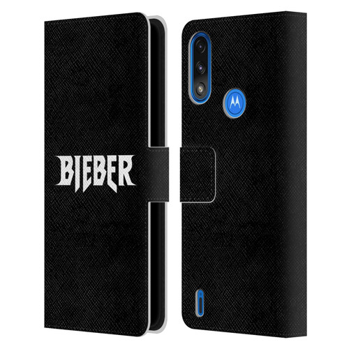 Justin Bieber Tour Merchandise Logo Name Leather Book Wallet Case Cover For Motorola Moto E7 Power / Moto E7i Power