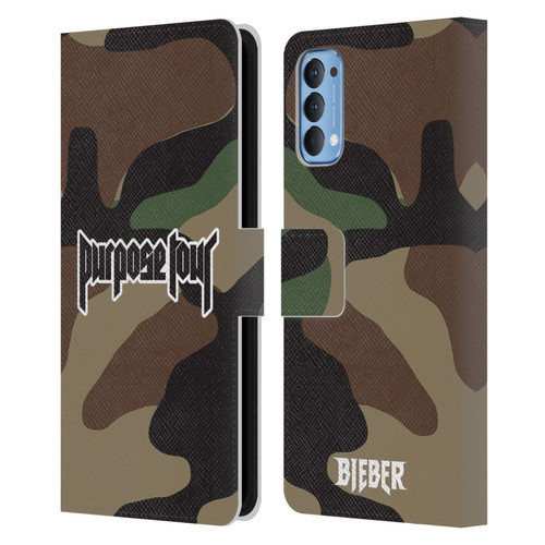 Justin Bieber Tour Merchandise Camouflage Leather Book Wallet Case Cover For OPPO Reno 4 5G