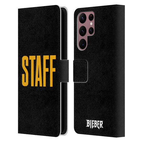 Justin Bieber Tour Merchandise Staff Leather Book Wallet Case Cover For Samsung Galaxy S22 Ultra 5G