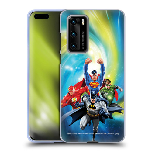 Justice League DC Comics Airbrushed Heroes Galaxy Soft Gel Case for Huawei P40 5G