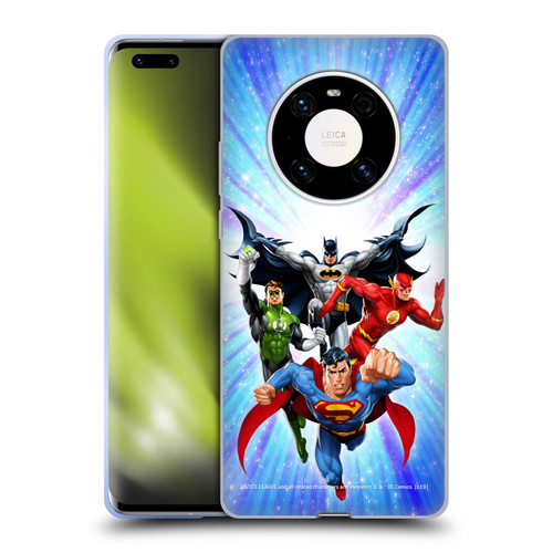 Justice League DC Comics Airbrushed Heroes Blue Purple Soft Gel Case for Huawei Mate 40 Pro 5G