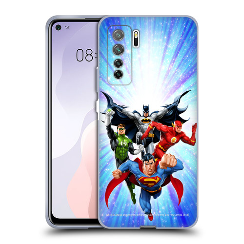 Justice League DC Comics Airbrushed Heroes Blue Purple Soft Gel Case for Huawei Nova 7 SE/P40 Lite 5G