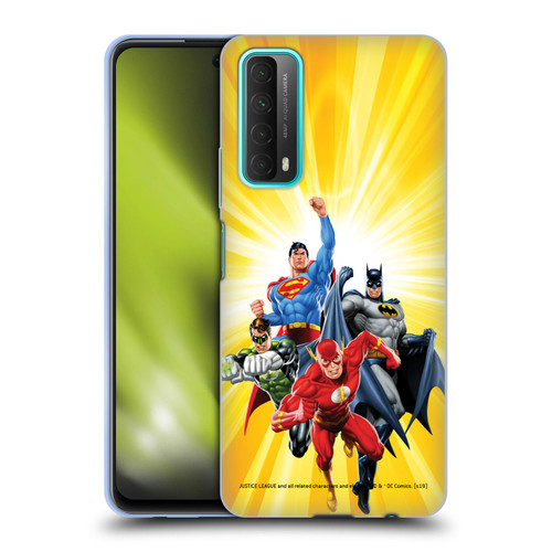 Justice League DC Comics Airbrushed Heroes Yellow Soft Gel Case for Huawei P Smart (2021)