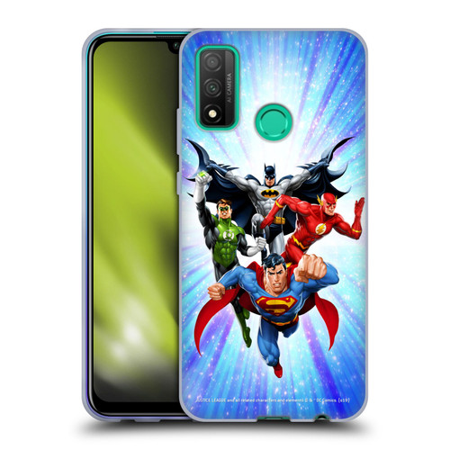 Justice League DC Comics Airbrushed Heroes Blue Purple Soft Gel Case for Huawei P Smart (2020)