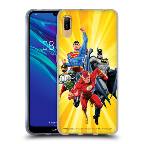 Justice League DC Comics Airbrushed Heroes Yellow Soft Gel Case for Huawei Y6 Pro (2019)
