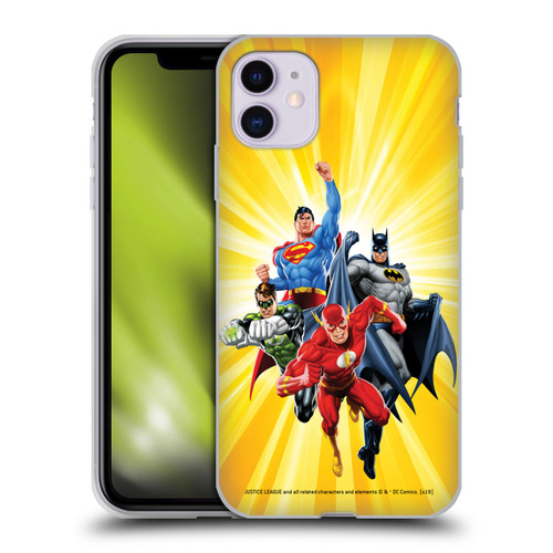 Justice League DC Comics Airbrushed Heroes Yellow Soft Gel Case for Apple iPhone 11