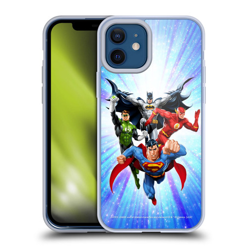 Justice League DC Comics Airbrushed Heroes Blue Purple Soft Gel Case for Apple iPhone 12 / iPhone 12 Pro