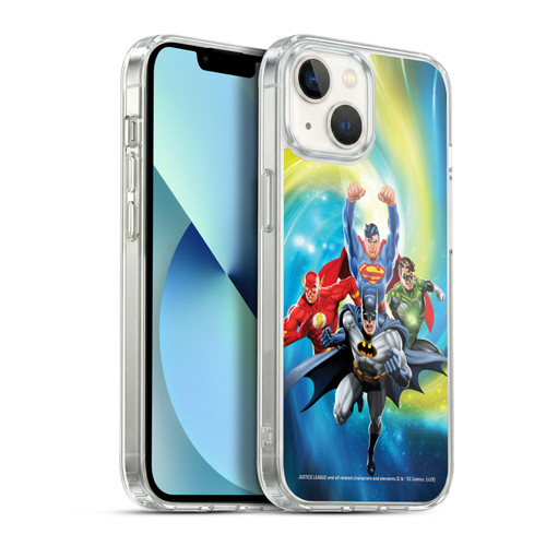 Justice League DC Comics Airbrushed Heroes Galaxy Soft Gel Case for Apple iPhone 13