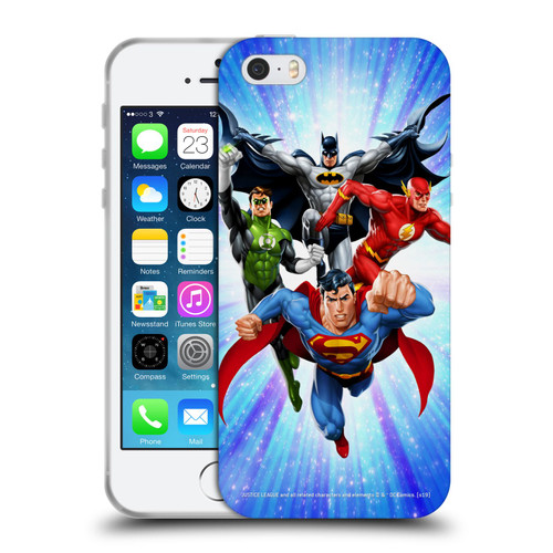 Justice League DC Comics Airbrushed Heroes Blue Purple Soft Gel Case for Apple iPhone 5 / 5s / iPhone SE 2016