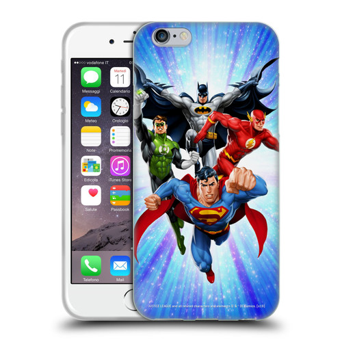 Justice League DC Comics Airbrushed Heroes Blue Purple Soft Gel Case for Apple iPhone 6 / iPhone 6s