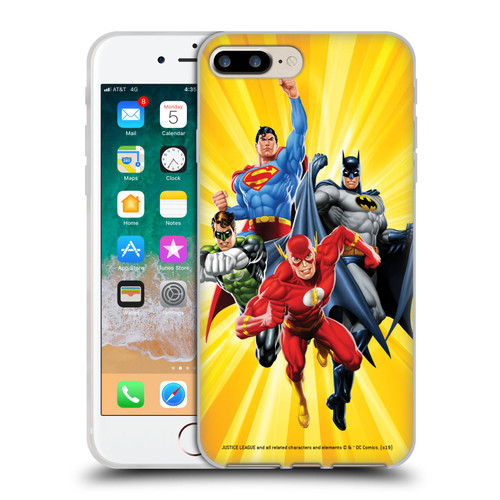 Justice League DC Comics Airbrushed Heroes Yellow Soft Gel Case for Apple iPhone 7 Plus / iPhone 8 Plus