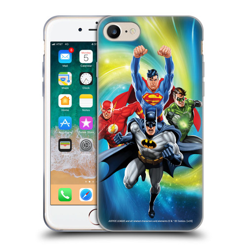 Justice League DC Comics Airbrushed Heroes Galaxy Soft Gel Case for Apple iPhone 7 / 8 / SE 2020 & 2022