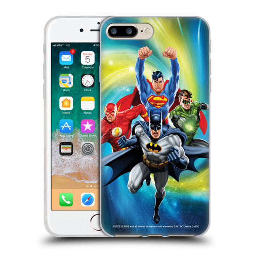 Justice League DC Comics Airbrushed Heroes Galaxy Soft Gel Case for Apple iPhone 7 Plus / iPhone 8 Plus