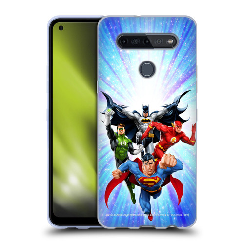Justice League DC Comics Airbrushed Heroes Blue Purple Soft Gel Case for LG K51S