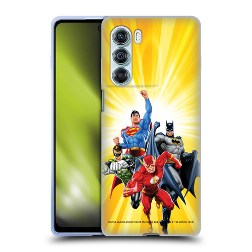 Justice League DC Comics Airbrushed Heroes Yellow Soft Gel Case for Motorola Edge S30 / Moto G200 5G