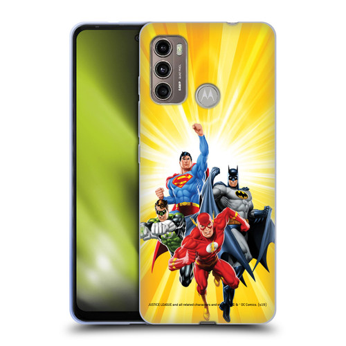 Justice League DC Comics Airbrushed Heroes Yellow Soft Gel Case for Motorola Moto G60 / Moto G40 Fusion