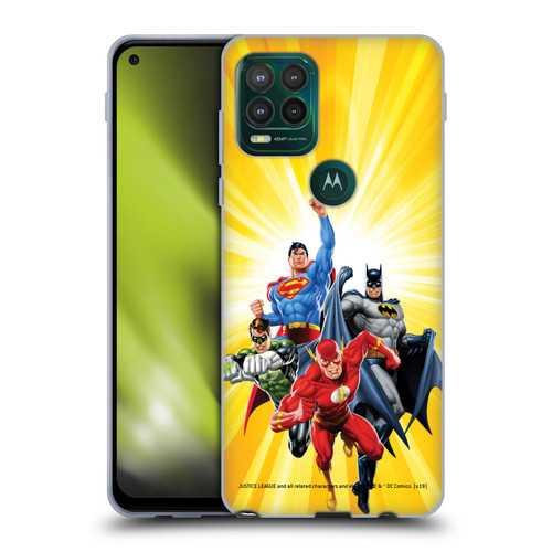 Justice League DC Comics Airbrushed Heroes Yellow Soft Gel Case for Motorola Moto G Stylus 5G 2021