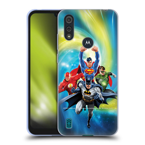 Justice League DC Comics Airbrushed Heroes Galaxy Soft Gel Case for Motorola Moto E6s (2020)