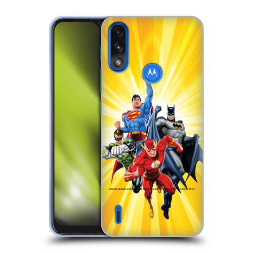 Justice League DC Comics Airbrushed Heroes Yellow Soft Gel Case for Motorola Moto E7 Power / Moto E7i Power