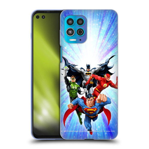 Justice League DC Comics Airbrushed Heroes Blue Purple Soft Gel Case for Motorola Moto G100